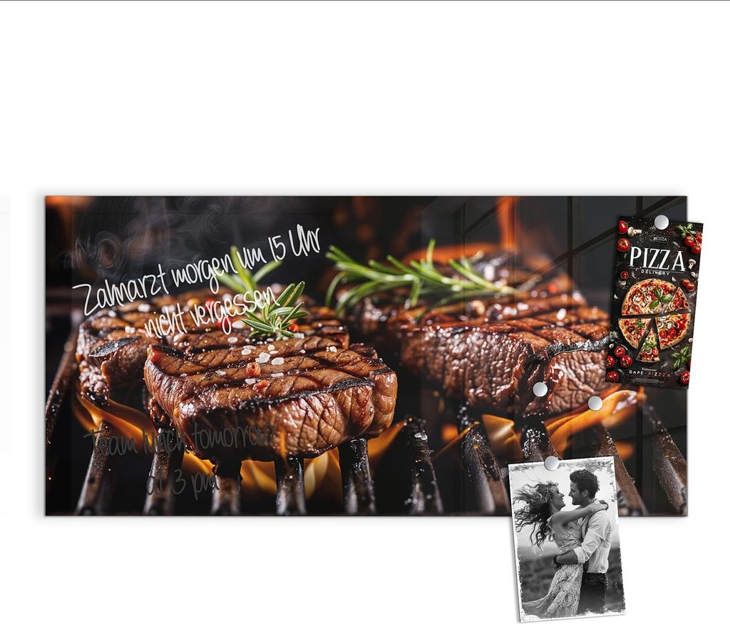 Magnettafel 100x50cm Pinnwand Whiteboard beschreibbar - Gegrillte Steaks
