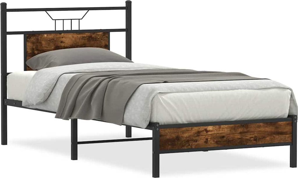 Bettgestell ohne Matratze Räuchereiche 80x200 cm Holzwerkstoff