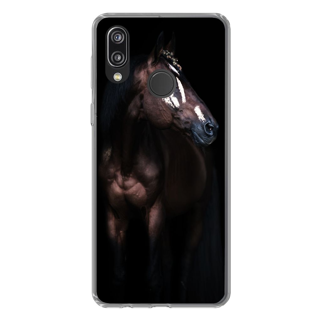 MuchoWow Handyhülle Schutzhülle Hülle für Huawei P20 Lite (2020) Pferd - Flecken - Licht Silikon Softcase Handy Hülle - Kartenhalter