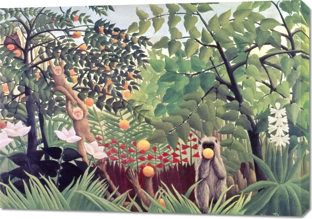 Tableau Paysage Exotique Rousseau 100x70 Toile Vintage Haute Qualité