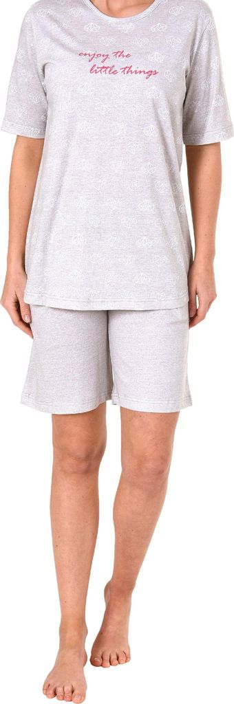 Normann Damen Shorty Pyjama kurzarm in lässiger Optik mit grafischen Designs 191 205 90 879 ; grau , 36