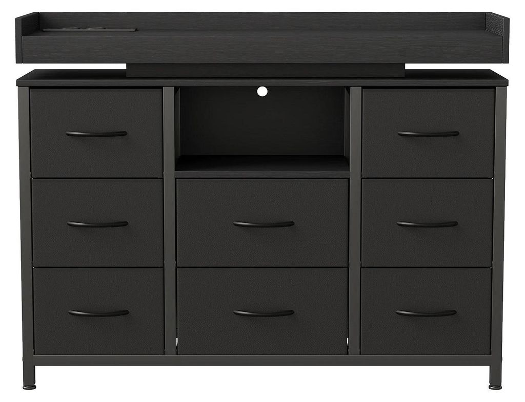 Kommode - Schubladenschrank - 8 Stoffschubladen - Metallgestell - Retro-/Vintage-Stil - Für Schlafzimmer & Wohnzimmer - Montage erforderlich - Sch...