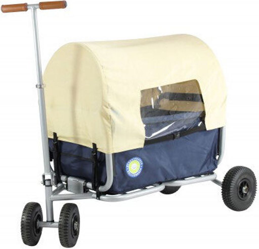 Beachtrekker faltbarer Bollerwagen Life mit integrierter Feststellbremse und Sonnenverdeck Blau und Luftreifen