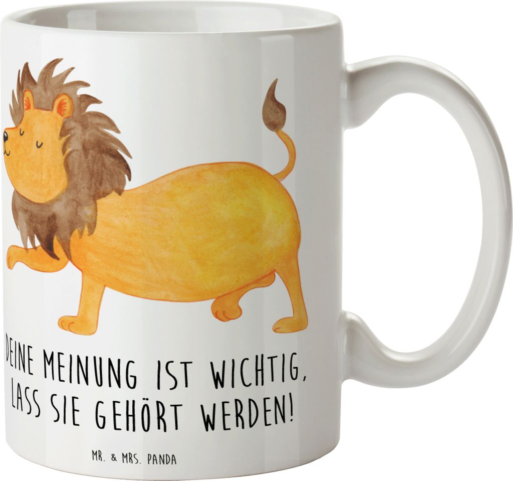 Mr. & Mrs. Panda Tasse Mutig zu seinen Meinungen stehen - Weiß - Geschenk, Vertrauem, Geschenktasse, lass sie gehört werden, schöne, Kaffeebeche...