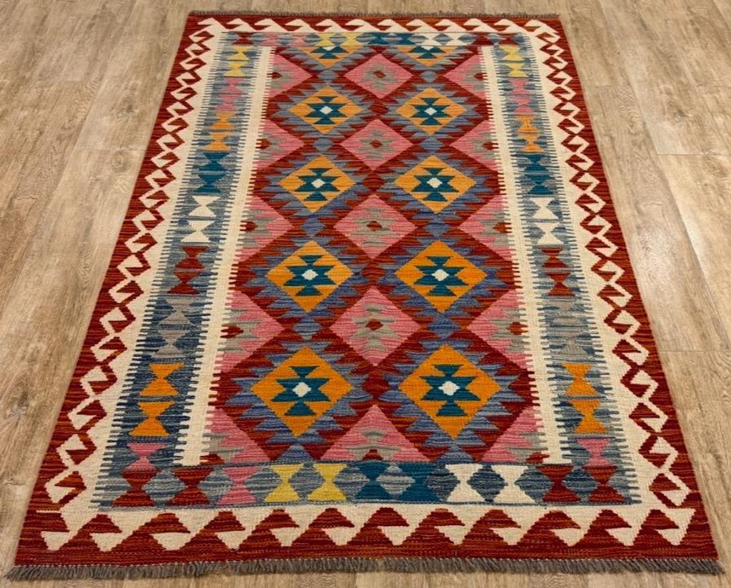 Teppich KELIM ORIGINAL | Farbe: Multi; Größe: 121x185 cm | strapazierfähig und leicht zu reinigen | Wohnzimmer | Schlafzimmer