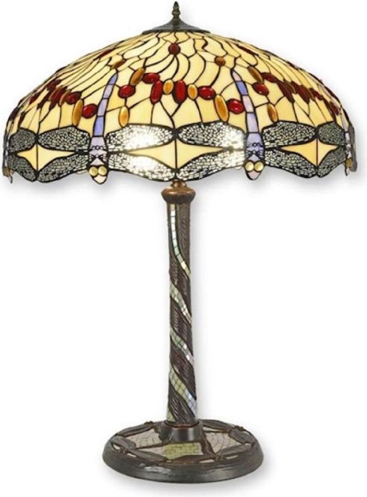 Casa Padrino Luxus Tiffany Tischleuchte Mehrfarbig Ø 61 x H. 80 cm - Tiffany Schreibtischleuchte - Wohnzimmer Deko Leuchte - Scheibtisch Deko Leuc...