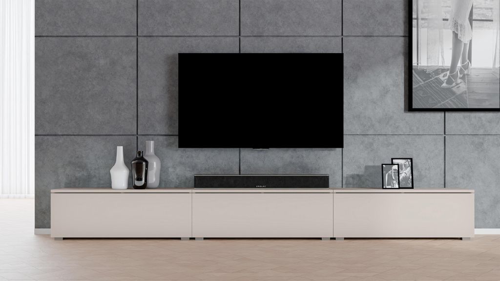 AX LIVING Meuble TV sur pied beige Loriano 3x100 cm Image du produit 
