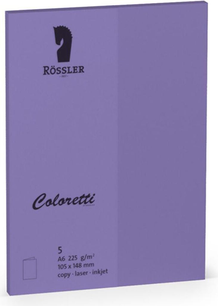Rössler Papier 220706592 Coloretti Doppelkarte - A6 hoch, 5 Stück, lila