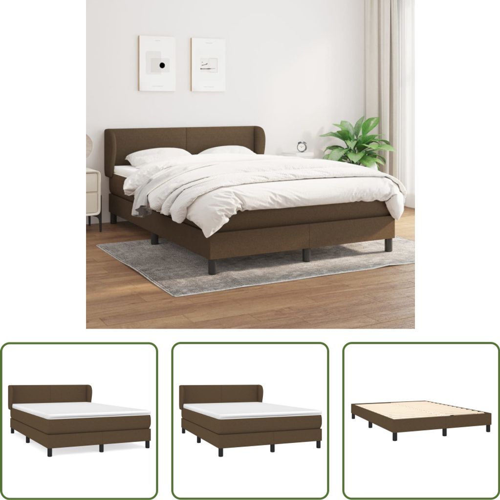 The Living Store Boxspringbett mit Matratze Dunkelbraun 140x200 cm Stoff