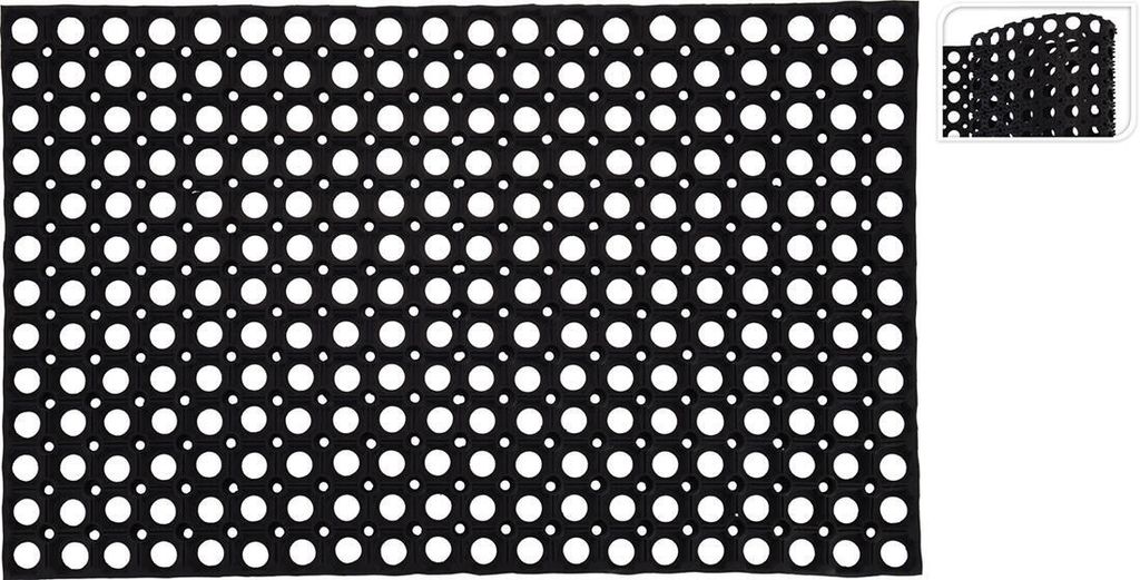 Basic Rubberen Deurmat Met Gaten 50X80 Cm Zwart