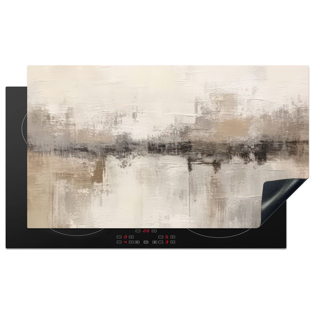 KitchenYeah Herdabdeckplatte Moderne Kunst - Abstrakt - Beige , 91x52cm, Küche Deko, Glaskeramikkochfeld Herdabdeckung, Abdeckplatte fùr Kochfeld