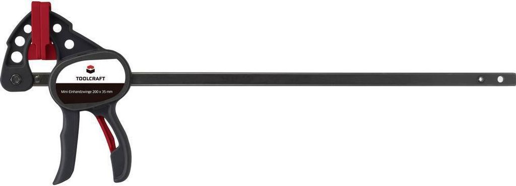Mini-Einhandzwinge 200 X 35 mm 250 Nm TOOLCRAFT 1574785 Spann-Weite (max.):200 mm Produktabmessung, Länge: 292 mm Ausla