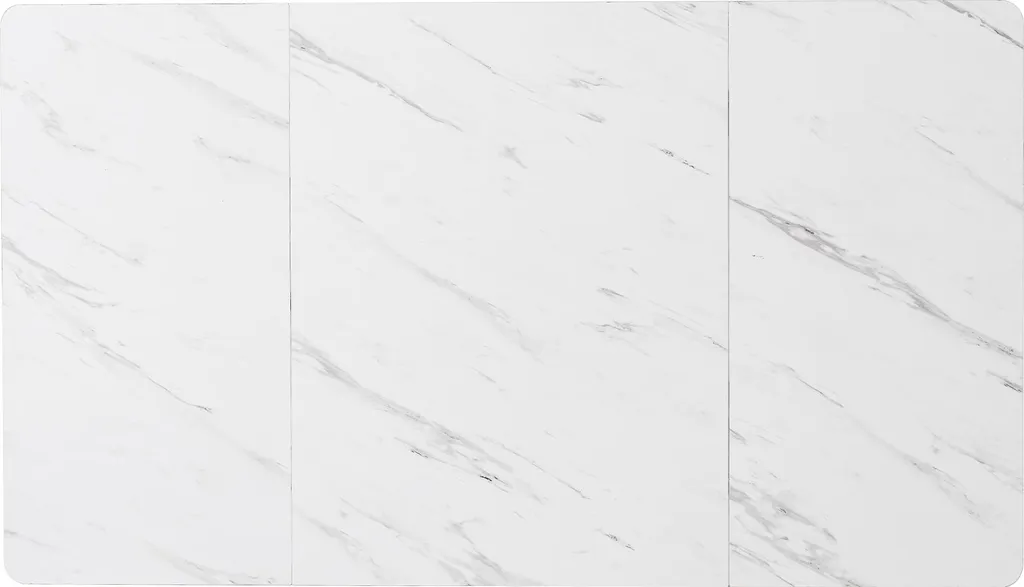 Sweiko 140 x 80cm tavolo da pranzo, (1-St), tavolo da cucina moderno, struttura in metallo tavolo da pranzo rettangolare in marmo moderno tavolo da cucina con gambe regolabili per sala da pranzo soggiorno, bianco / oro - 20