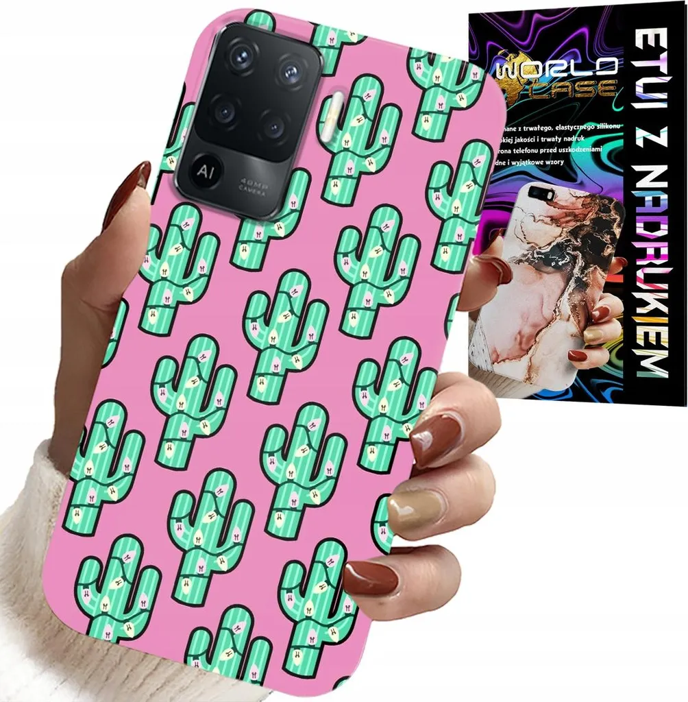 Custodia Protettiva Oppo F19 Pro - Motivo Cactus Rosa Foil Resistente