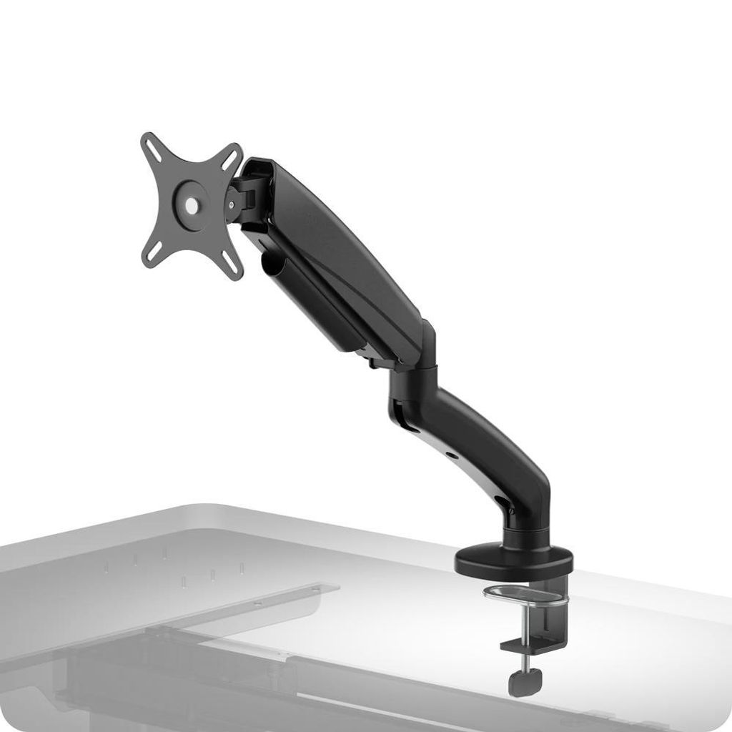 DESKSPACE Monitor Halterung 1 Monitor Gasfeder Arm 17-23 Zoll Curved & Flach Bildschirm 9kg 360° VESA 75/100 (Schwarz)