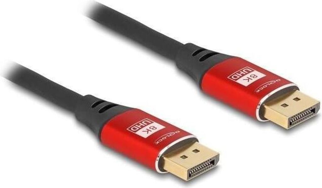 Delock DisplayPort Kabel 8K 60 Hz 3 m rot Metall