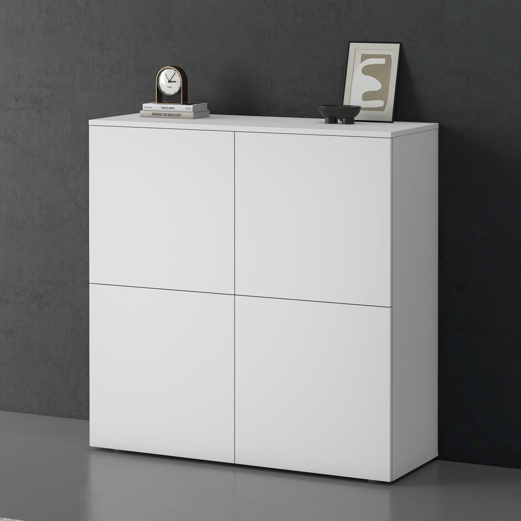 doporro Sideboard Kommode 100 cm in Matt Weiß Produktbild 
