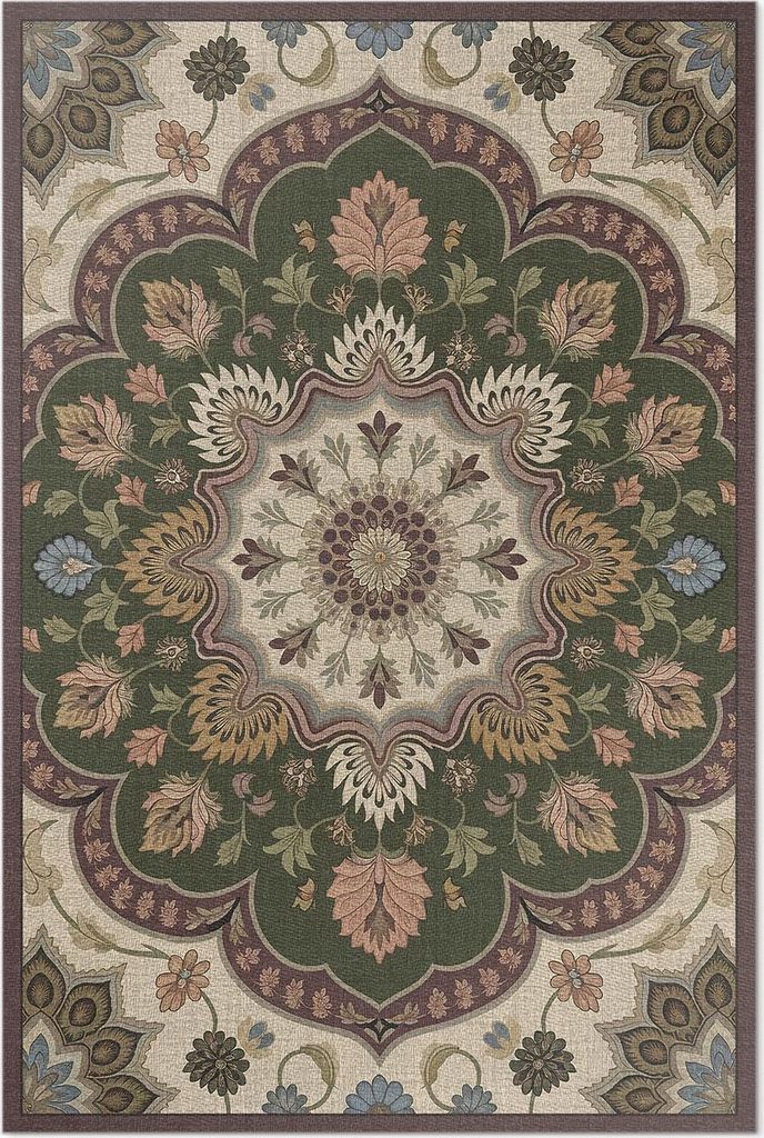 Blumen im Jugendstil – Vinylteppich – 120x180 cm – Indoor Teppich – Flur – Pflegeleicht – Modern
