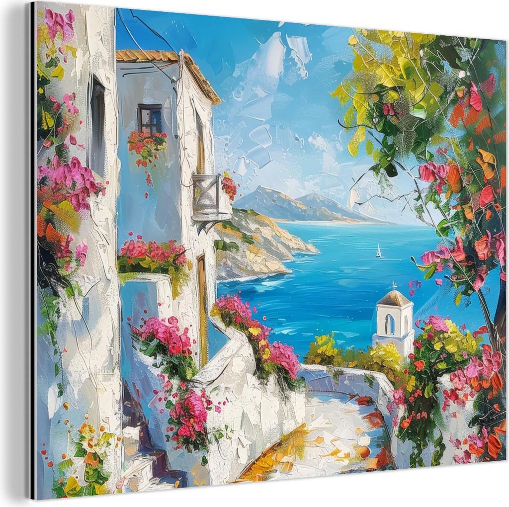 MuchoWow Wanddekoration Metall Metallbild Wandkunst 80x60 cm Landschaft - Blumen - Natur - Sommer MuchoWow Aluminium Gemälde - Alubild