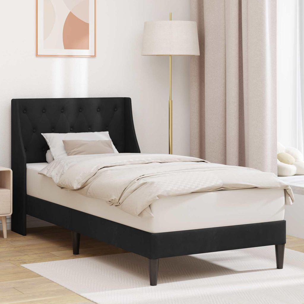 Maison Exclusive - Bettrahmen mit Kopfteil Schwarz 90 x 190 cm Samt