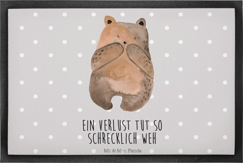 Mr. & Mrs. Panda Fußabstreifer Bär Verlust 40 x 60 cm - Grau Pastell - Geschenk, Teddy, fußmatte, Trauer Trauergeschenk Traurig Trösten Trost L...