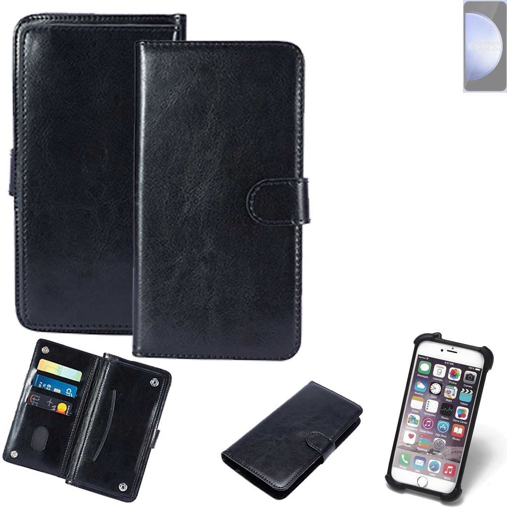 K-S-Trade 360° Hülle kompatibel mit Samsung Galaxy S23 FE SM8450 schwarz Kunstleder Case BookCase WalletCase Kunstlederederhülle Handyhülle,