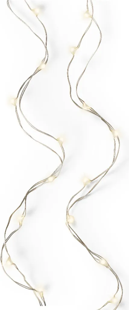 Guirlande Noël 195 cm fil d'argent malléable avec micro LED discrètes