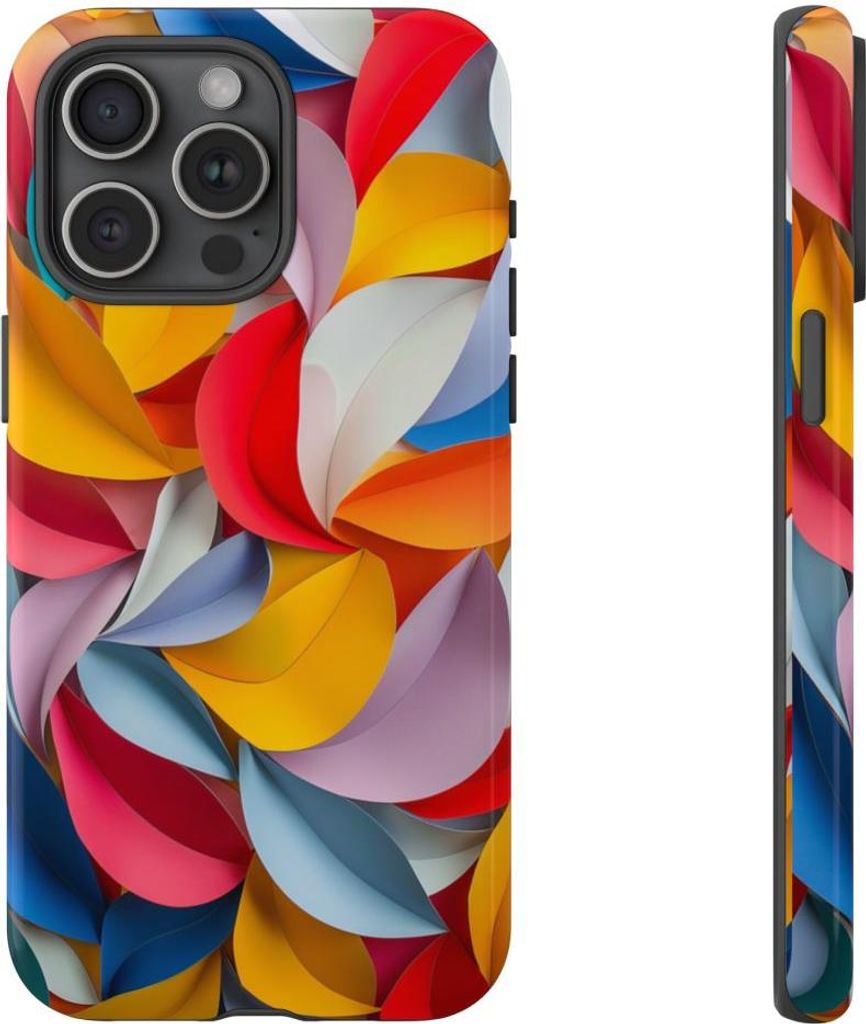 Buntes Blätter-Design im Papierschnitt-Stil – Hülle Kompatibel mit iPhone 15 Pro Max