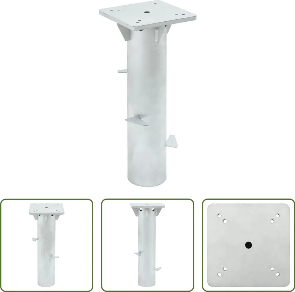 Douille de sol anti-basculement pour parasol en acier argenté 16x16x39,5