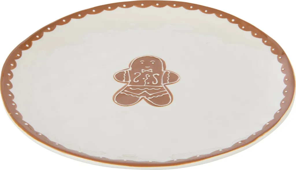 Assiette J-Line pour dressage de table moderne Blanc et Caramel Ø 26