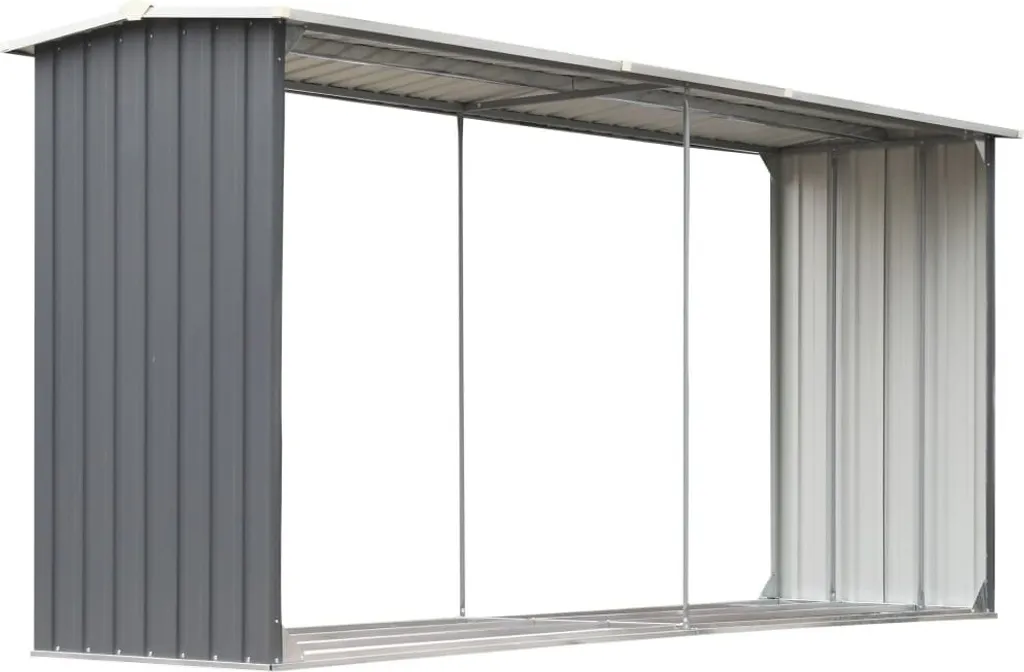 Range-bûches extérieur gris en métal galvanisé 330cm - Stockage XL