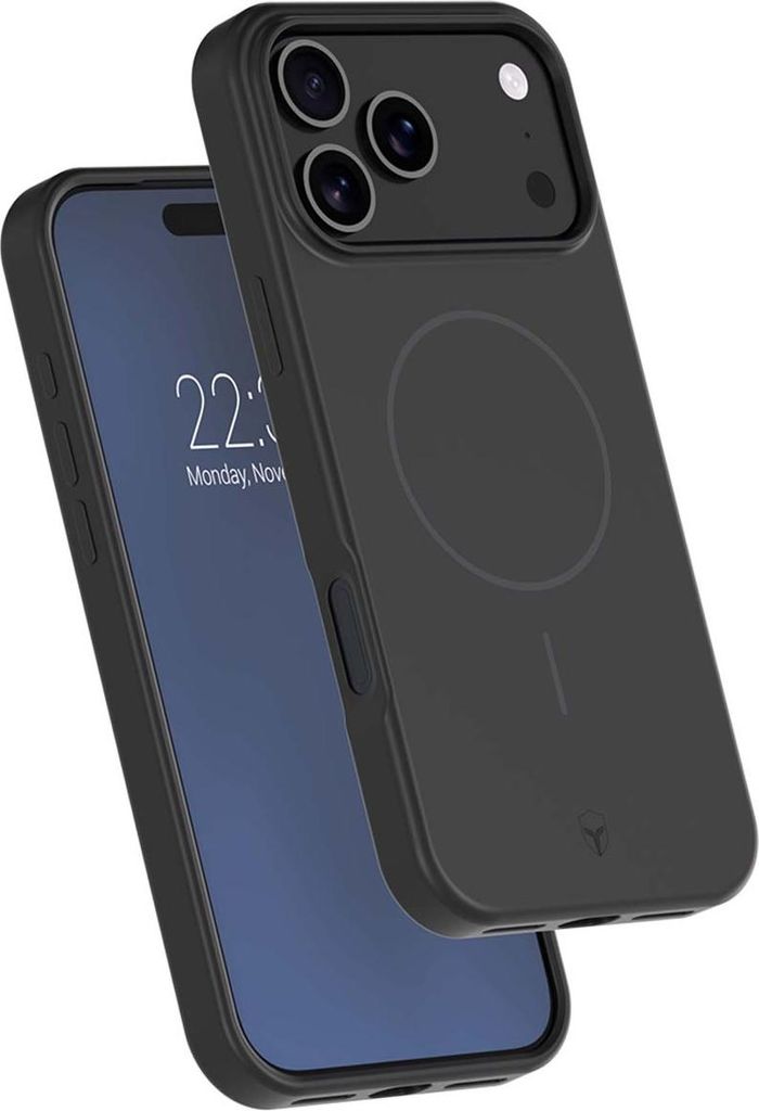 Force Case, Hülle iPhone 17 Pro Max Silikon MagSafe stoßfest 2m, Schwarz