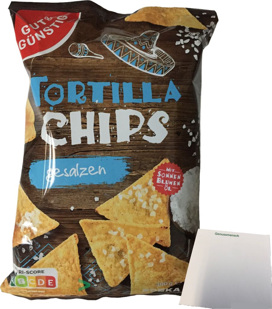 Gut & Günstig Tortillachips Mais-Chips gesalzen (300g Beutel) + usy Block
