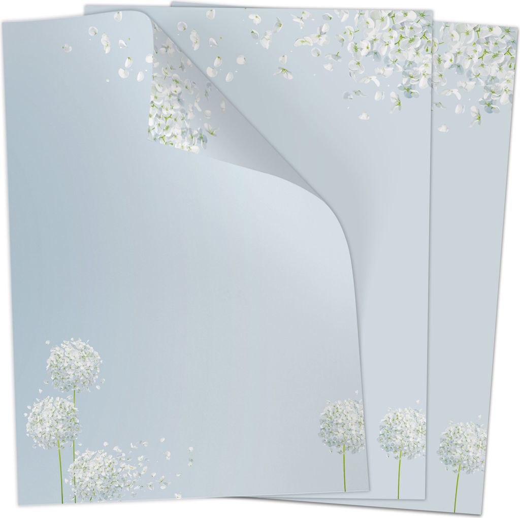 50 Blatt Briefpapier (A4) | Schneeball Pusteblume Blume modern | Motivpapier | edles Design Papier | beidseitig bedruckt | Bastelpapier | 90 g/m²