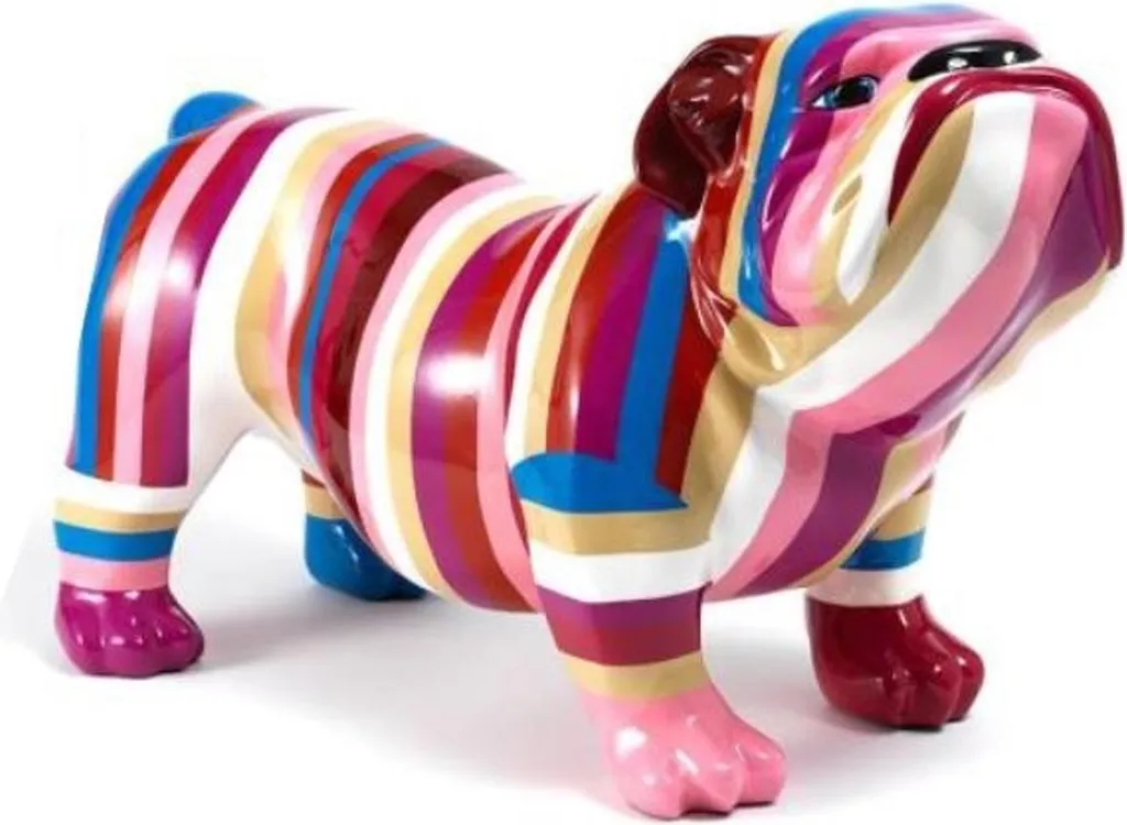Statue Bouledogue Multicolore Rayé Casa Padrino - Sculpture 55 x 32 cm