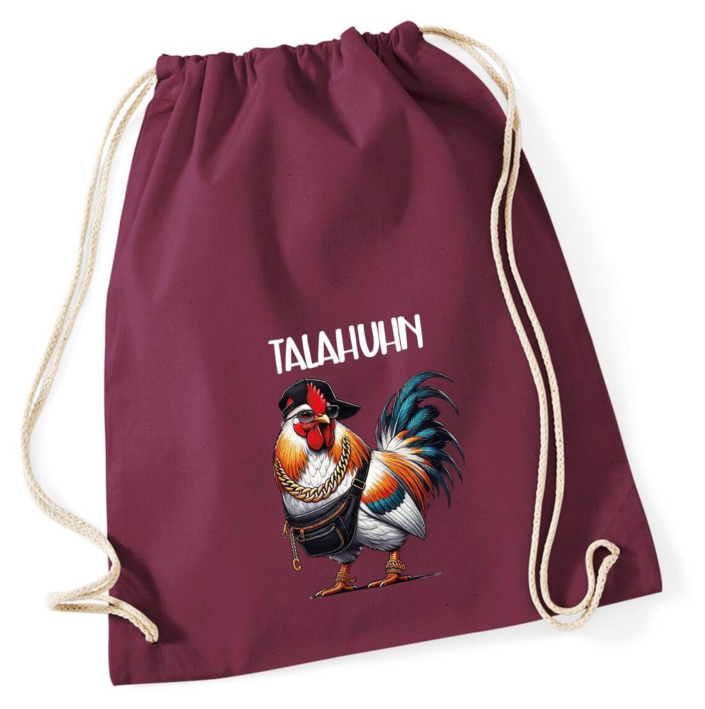 Huuraa Turnbeutel Talahuhn Meme Talahon 12 Liter Burgundy Baumwolle Rucksack Geschenkidee