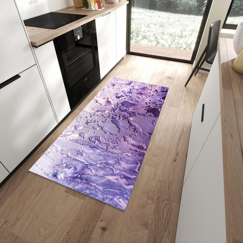 Küchenteppich 90x180cm rutschfest & abwischbar PVC Läufer - Rauchige Tropfen