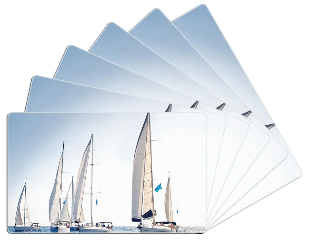 Wallario Frühstücksbrettchen 6er Set aus Glas, je 14 x 23 cm, mit rutschfesten Füßen, Motiv Segelschiff auf dem Meer