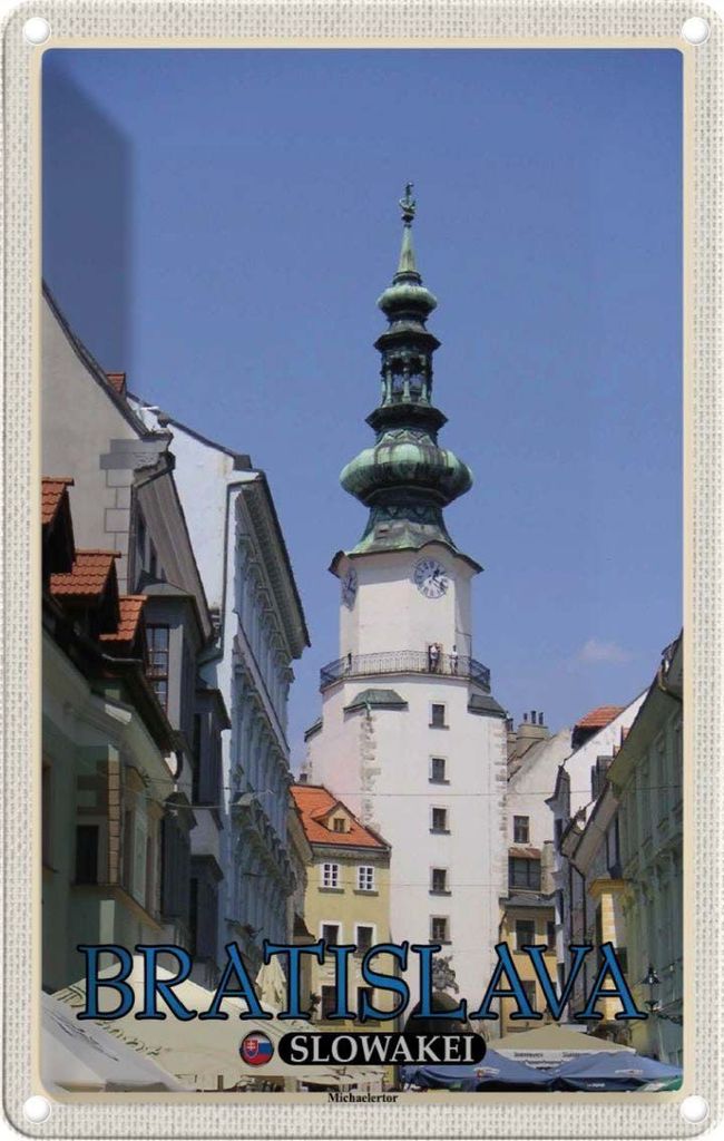 vianmo Blechschild 18x12 cm Bratislava Slowakei Michaelertor Bildmotiv Reisemotiv Abenteuer Reisen