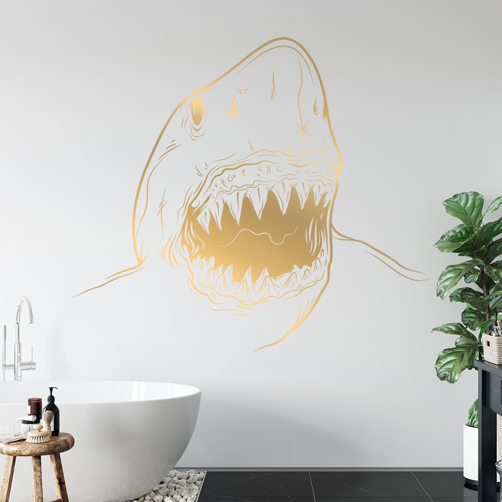 KIWISTAR Haifisch Angriff aggressiv Wandtattoo in 6 Größen - Wandaufkleber Wall Sticker - Dekoration, Küche, Wohnzimmer, Schlafzimmer, Badezimmer