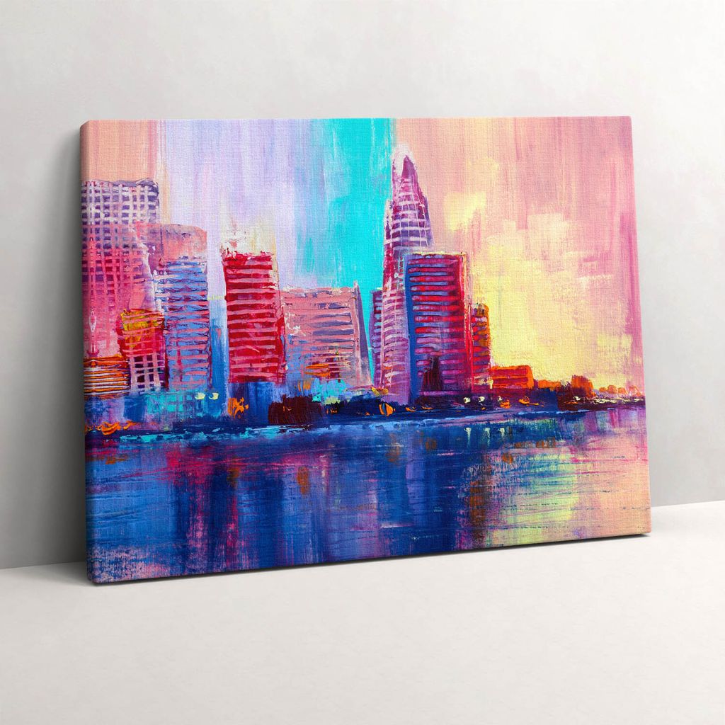 Abstraktion von städtischen Wolkenkratzern – Leinwandbild Wandbild – 80x60 cm – Leinwandbilder – Wandbilder – Schlafzimmer – Flur