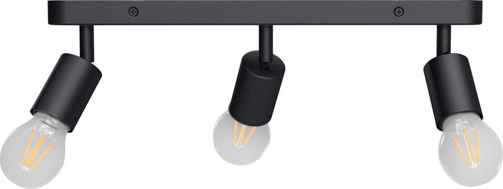 linovum AWORA Deckenlampe E27 3 flammig schwarz mit fourSTEP LED E27 Lampen - Küchenlampe Deckenleuchte dimmbar ohne Dimmer 5W