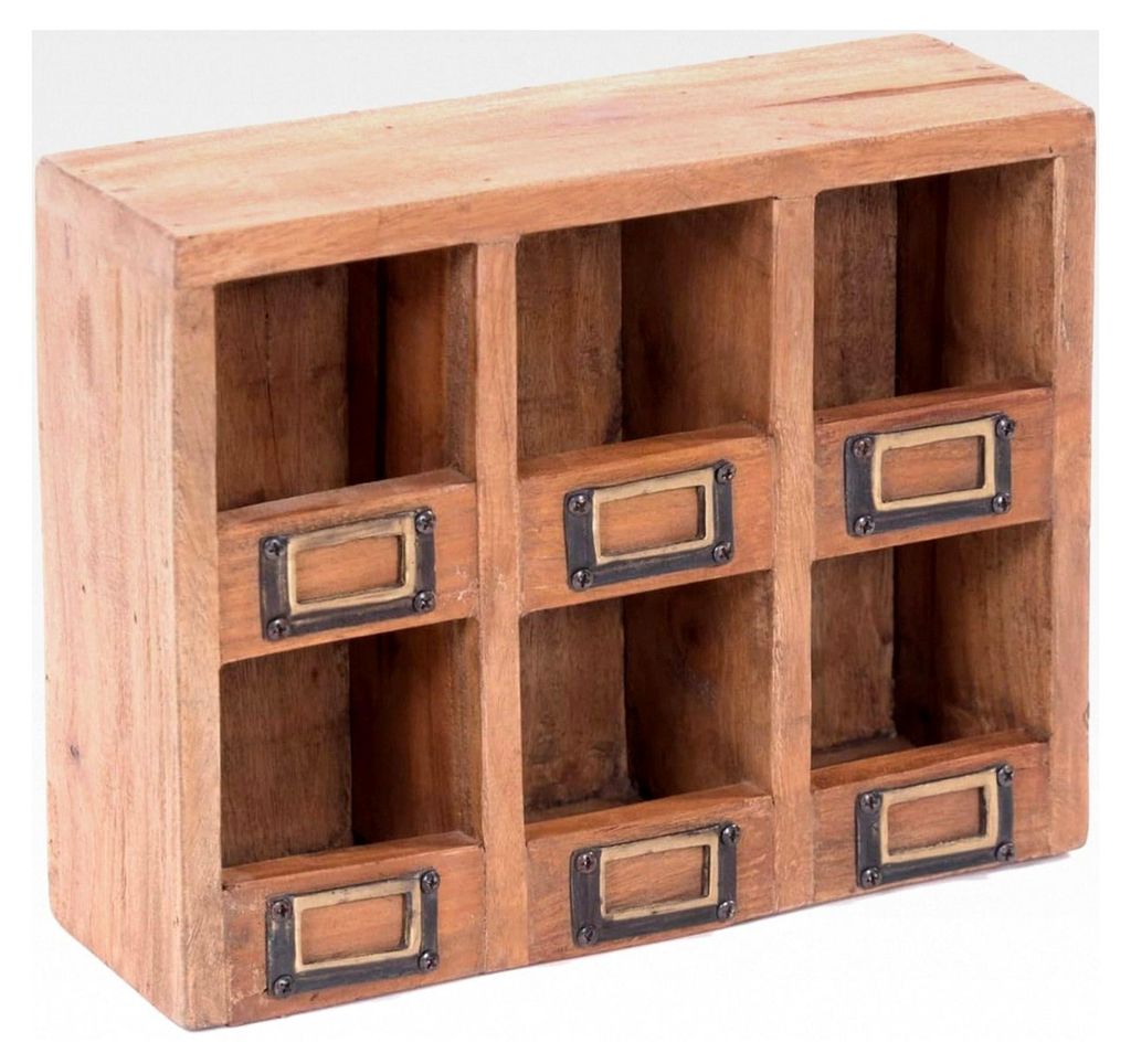 Lima | Mahagoni Holz, 30x24 cm, mit Fächern | Vintage Holzregal, Hängeregal, Holz Setzkasten, Küchenregal