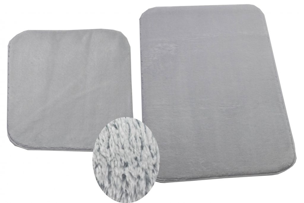 Badematte Badgarnitur Set 2-teilig Duschvorleger Badteppich waschbar grau Größe - 50x60cm + 60x100 cm