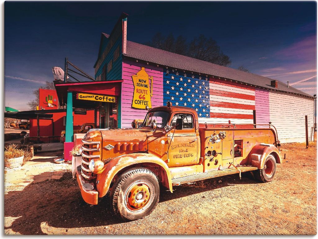 ARTland Leinwandbild Feuerwehr Oldtimer Größe: 80x60 cm