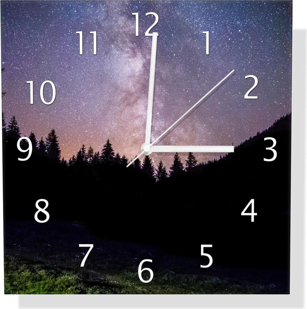 Wallario Design Wanduhr Pfad zur Milchstraße aus Echtglas, Größe 30 x 30 cm
