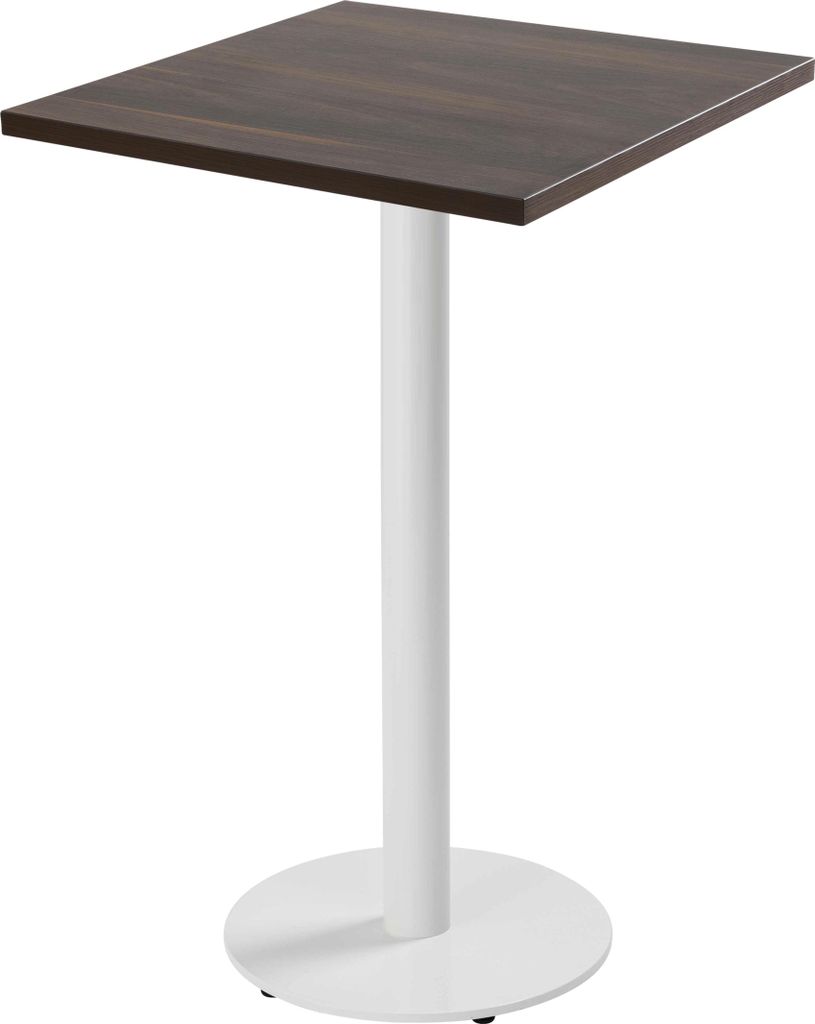 Tisch quadratisch 60 cm hoher weißer Fuß und dunkle Holzverkleidung - Oviala Rivoli
