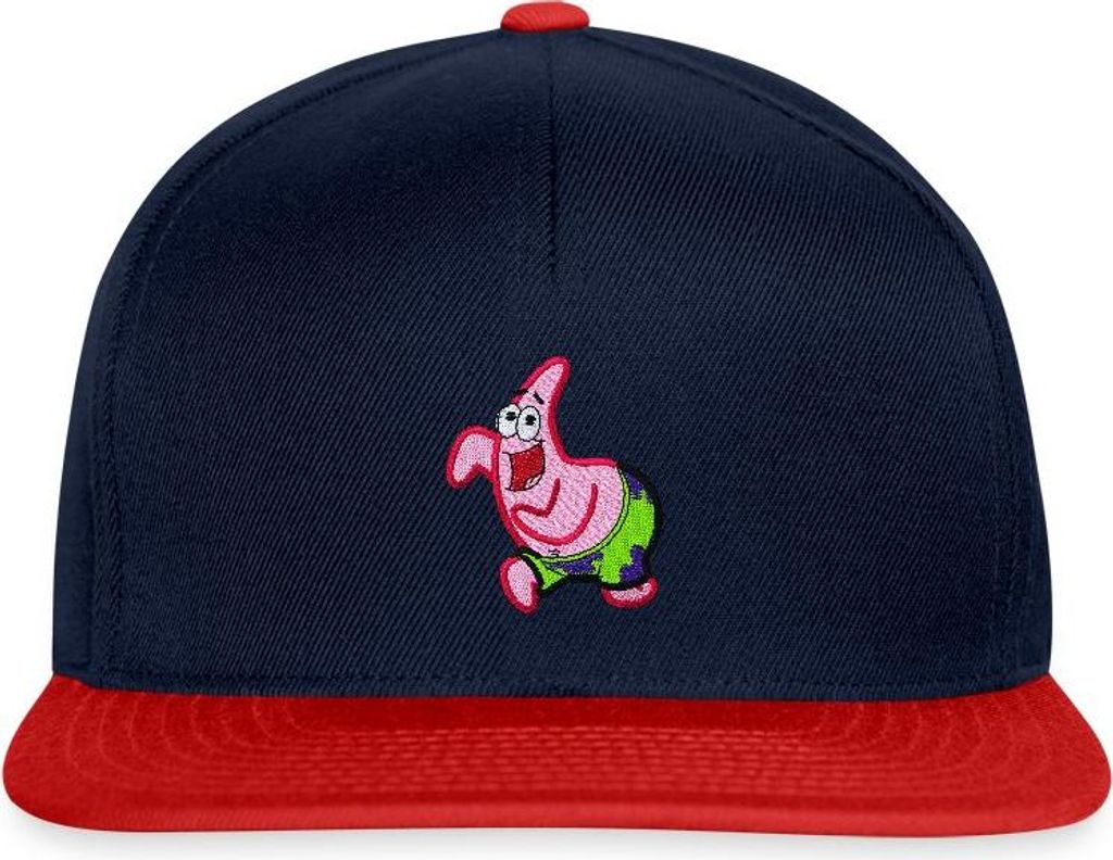 Spreadshirt SpongeBob Schwammkopf Patrick Star Stick-Motiv Snapback Cap, One size, Navy/Rot