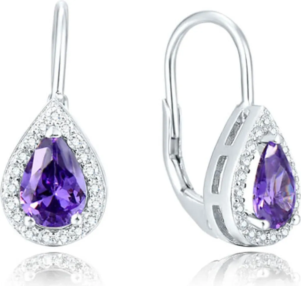 Orecchini A Perno Sirena In Argento 925 – Viola E Argento Glitter, Smaltati A Mano, In Scatola Regalo Katy Craig