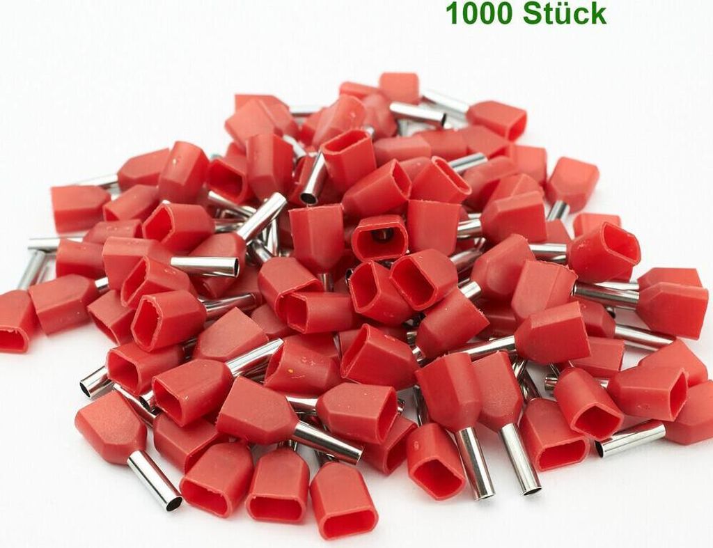 Aderendhülsen isoliert unisoliert blank 0,34-16 mm² Sortiment Box Dose Kabel - Bauform / Art: Isoliert twin zweiadrig - Querschnitt: 2 x 1 mm² -...